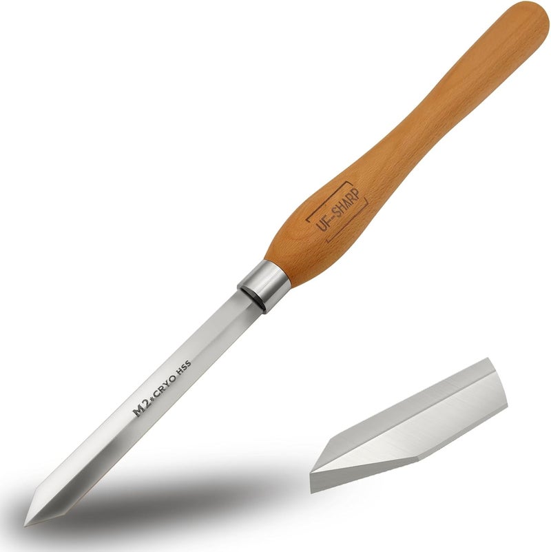 UF-SHARP Diamond Parting Tool for Wood Lathe 3/16 inch Thick, M2 Cryo HSS Wood Turning Tools with Beech Wood Handle - Image 1